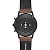 Fossil Men's 42mm Collider Stainless Steel and Leather Hybrid HR Smart Watch, Color: Black, Brown (Model: FTW7008)