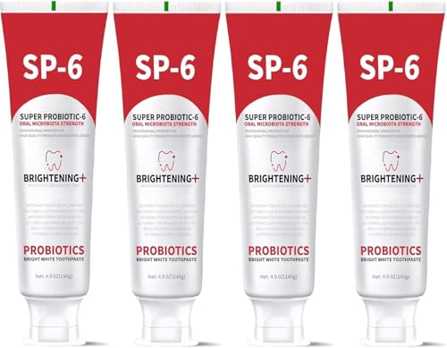 Image of SP-6 Probiotic Whitening Toothpaste - Enhanced Formula with 6 Probiotics for Teeth Whitening and Gum Health - Enamel-Safe, Fluoride-Free, Fresh Mint Flavor, 4.9Oz (4)