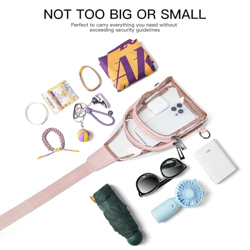 Image of LATMAP Clear Bag for Stadium Events 12x6x12 Clear Purse with 3-Zipper Pockets Crossbody Handbag Tote for Concerts Sports