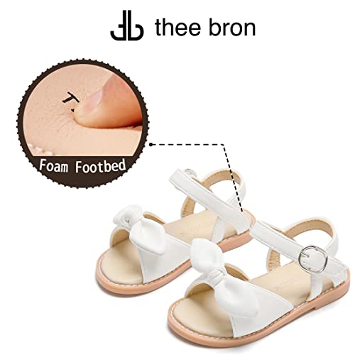 Thee Bron Toddler Girl White Flower Girl Wedding Dress Sandals Sandalias Para Nias(503 White/8M) #TOP4