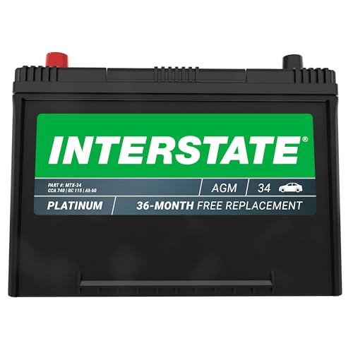 Interstate Batteries Automotive Battery 12V 60Ah (Group Size 34) 740CCA SLI AGM Auto Replacement Battery for Cars, SUVs, Sedans, Trucks, Vans (MTX-34)