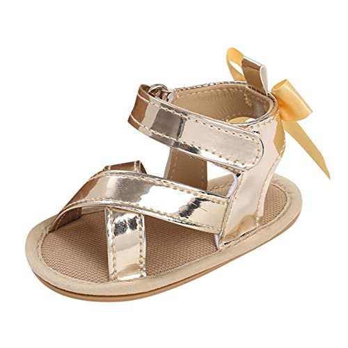 Infant Toddler Baby Girls Boys Shoes Sandals First Walking Shoes Bow Premium High Top Flat Shoes Summer (Gold, 5 Infant)