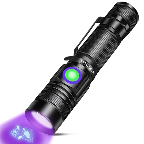 UV Flashlight Black Light USB Rechargeable 395nm Blacklight Mini, Woods lamp Portable Handheld Powerful LED Ultraviolet Lights Flashlights, Focus Adjustable for Resin Curing, Pet Urine Detection