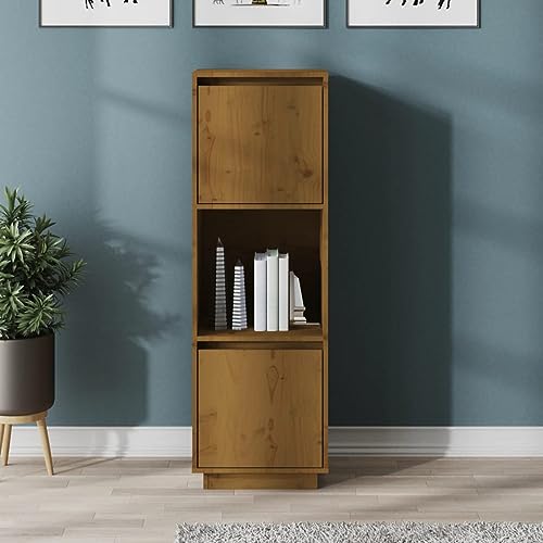 Gecheer Buffet en Bois de Pin Massif Marron Miel - Grand Espace de Rangement et Stabilité Garantie