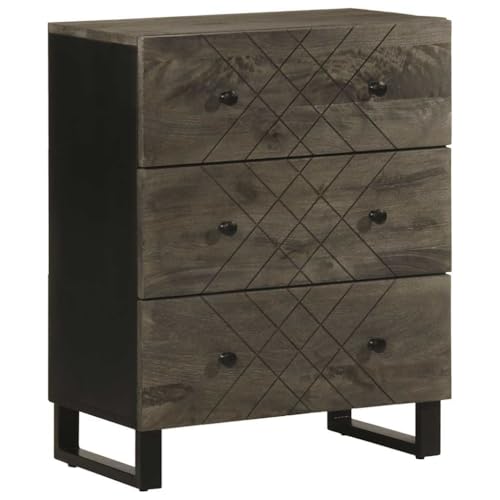 Cómoda de madera maciza de mango pequeña, armario auxiliar negro de 75 cm de alto 2