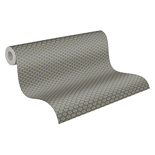 A.S. Création Geometric Wallpaper Trendwall 2 Non-Woven Wallpaper 10.05 m x 0.53 m Gold Grey Black Made in Germany 379583 37958-3