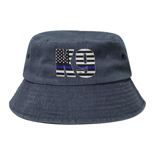 Police K9 Thin Blue Line Bucket hat - Cotton Sun hat - Unisex