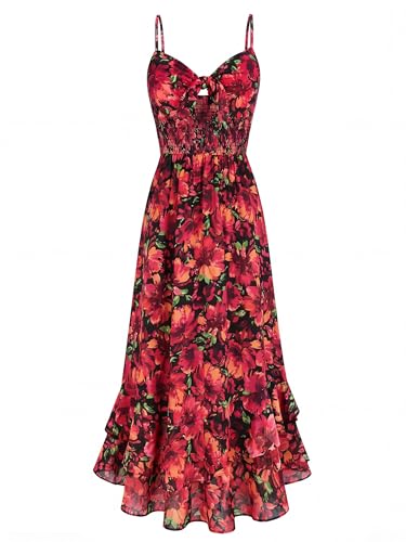 Image of GRACE KARIN Womens Maxi Floral Sundresses Summer Beach Boho Dress Spaghetti Strap Dresses Casual Fashion Clothes with Pockets