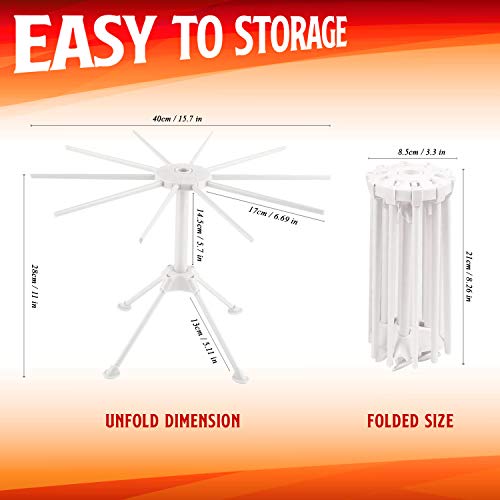BUYGOO Pasta Drying Rack Noodle Stand with 10 Bar Handles Collapsible, Household Noodle Dryer Rack Hanging for Home Use, Spaghetti Drying Rack Noodle Stand for Making Fresh Pasta at Home