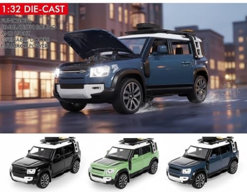 Image of Range Rover Defender 1:32 Scale Model Car Exclusive Alloy Metal Pull Back Die-cast Car Metal Pullback Toy car with Openable Doors & Light Music Best Gifts Toys Kids【Colors as Per Stock】