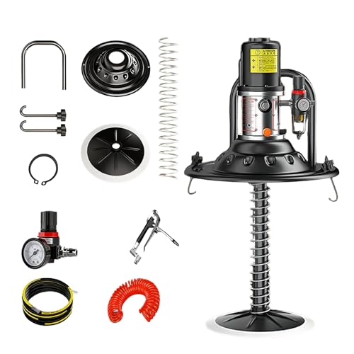 Image of Portable Grease Pump, Air-Operated Bucket-Type Grease Gun, 30-68Mpa Pressure, Extra-Long Oil Hose & Handle, Includes Bucket Clamp