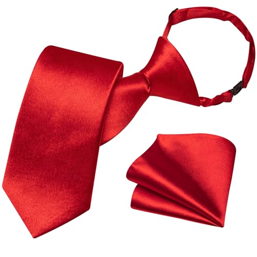 Image of Barry.Wang Boys Ties Pre-Tied Satin Solid Color Kids Tie Pocket Square Set Adjustable Formal Necktie Graduation School