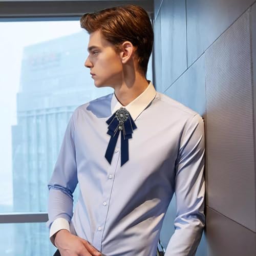 Image of Rhinestone Retro British Style Pre-tied Adjustable Fabric Ribbon Bow Tie for Women Men Uniform Necktie Bownot