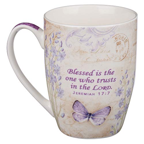 Blessed-Butterfly-Mug--Botanic-Purple-Butterfly-Coffee-Mug-wJeremiah-177-Bible-Verse-Mug-for-Women-and-Men--Inspirational-Coffee-Cup-and-Christian-Gifts-12-ounce-Ceramic-Cup
