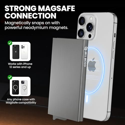 CODE 118 Wallet for Men - Slim Minimalist Aluminum Magnetic Card Holder - RFID Blocking Front Pocket Mag Safe Wallet with Strong Magnet Attachment (Brushed Grey)