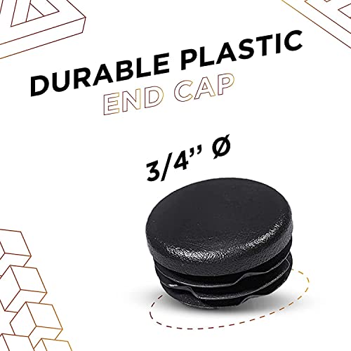 Image of Prescott Plastics 3 /4 inch (19.05mm) Outer Diameter Ribbed Plastic Hole Plugs, Round Black Metal Tubing End Caps, Strong Furniture Leg Inserts, Impact & Weather Resistant, Made in the USA - 20 Pack