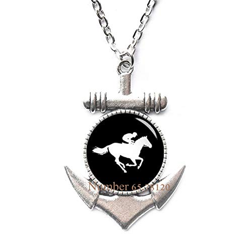 Yijianxhzao Racing Horse Anchor Necklace,Jewelry, Silver Jewelry,Racing Horse Anchor Necklace, Horse Racing, Charm Anchor Necklace,Horse Pendant Horse Lover Gift Horse Jewellery,BV009 (V1)