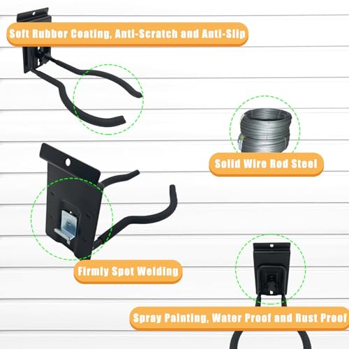 Juformin Adjustable Slatwall Hooks, Lockable Slatwall Weedeater & String Trimmer Hanger, Power Tool Hanger for Slatwall Accessories, Utility Hooks for Garage Storage - 8" 2 Pcs, Black by Juformin - Used condition - Image 6
