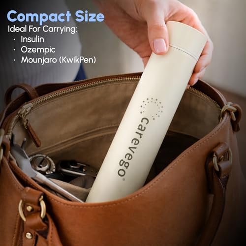 Image of MiniGo 16H Single Pen Insulin Cooler Travel Case with Biogel Ice Pack- Diabetes Organizer and Medicine Cooler Compact Travel Case (Pearl)