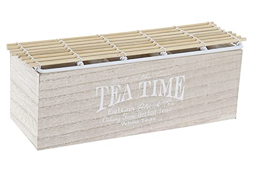 Space Home - Caja para Bolsitas de Té - Caja para Infusiones - Almacenaje de Cocina - 3 Compartimentos - 24 x 9 x 9,5 cm