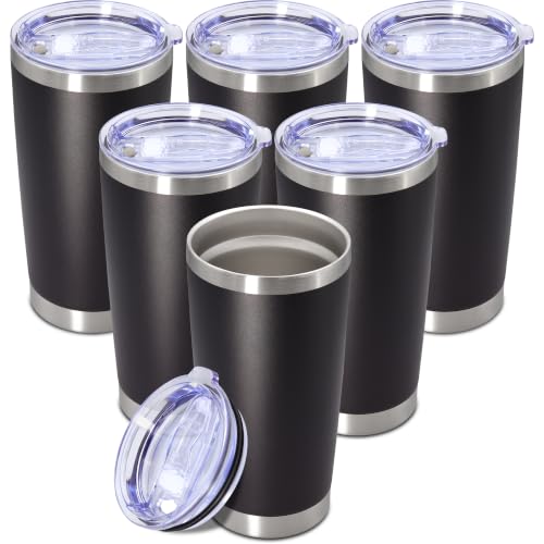 Image of 20oz Tumbler Insulated Tumblers Vacuum Coffee Mug with Lid Black 6Pack