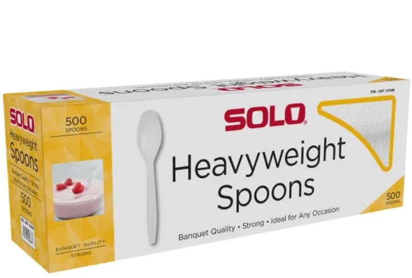 SOLO Heavyweight Plastic White Spoons, 500/Case. (Plastic Spoons, 1 Pack)