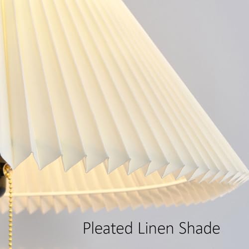Lampadaire en lin plissé 63" avec douille E27 et base marbre stable - 5