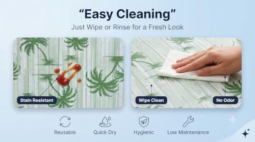 Image of Dribble (45cm X 300cm) Eva Shelf Liner Mat Roll, Non Slip Drawer & Cabinet Liner for Kitchen, Waterproof Oilproof Washable Fridge Mat, Anti Skid Multipurpose Mat (Palm Paradise Green)