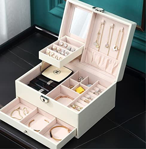 Grande boîte à bijoux avec tiroirs design et finitions soignées