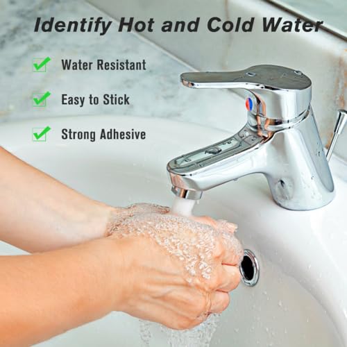 SUPERFINDINGS 24Pcs Hot and Cold Water Stickers Self Stick Hot and Cold Water Label Epoxy Resin Faucet Transfer Stickers for Bathroom Kitchen 10mm in Diameter - Image 4