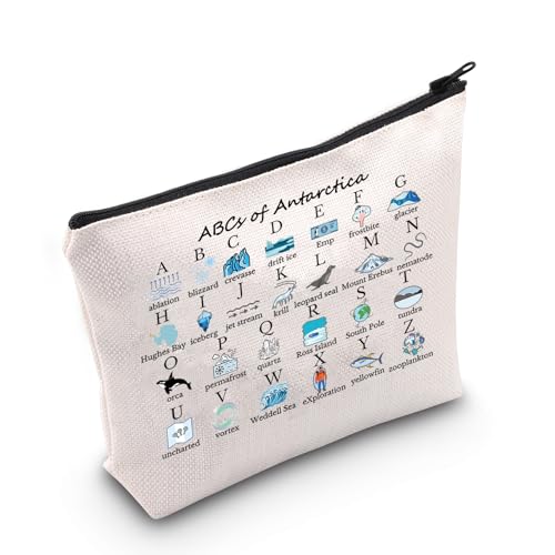 MEIKIUP Antarctica Geography Travel Makeup Bag Antarctica Travel Souvenirs ABCs of Antarctica Cosmetic Bag (Antarctica Bag)