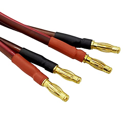 Lonpoo Hifi Speaker Wire 14 Gauge, Pure Copper Speaker Cables With Banana Plugs, Audio Wire For Stereo Or Home Theater, One Pair Of 6.6 Feet (2 Meter) #TOP4