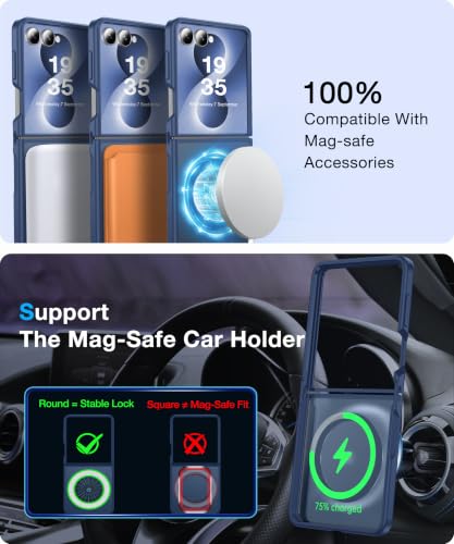 Image of NO.1 Magnetic for Samsung Galaxy Z Flip 8 Case with MagSafe | [Military Grade Drop Tested][Translucent Matte][Anti-Fingerprint] Soft Silicone Bumper for Samsung Flip 8 Case Slim,Blue