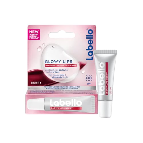 LABELLO - Hyaluron Tube Glow Berry Tinted - Soin Des Lèvres Teinté FPS30-24H D'Hydratation - Lèvres Nourries & Brillantes - Acide Hyaluronique, Vitamine E & Glycérine - Vegan - 10 ml