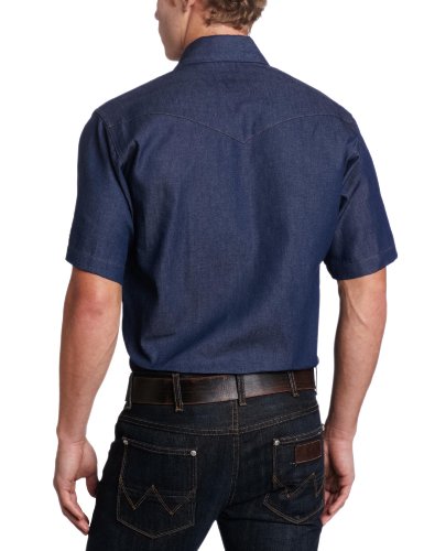 Wrangler Men's Authentic Cowboy Cut Work Western Shirt, Blue, X-Large