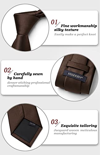 Image of HISDERN Mens Ties Solid Color Wedding Ties and Pocket Square Neckties Clip Sets Business Formal Satin Ties for Men