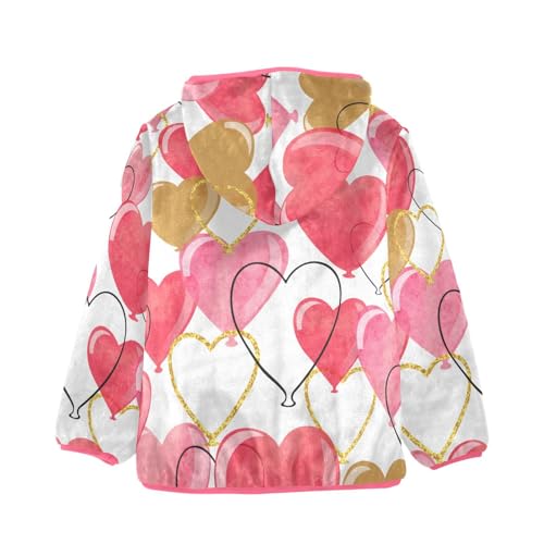 OTVEE Valentine Heart Balloons Kids Hoodie Jacket Fall Spring Full Zip Warm Outwear Coat2
