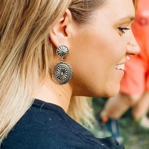 Western Earrings for Women Western Outfit Vintage Concho Oval Turquoise Dangle Earrings Country Concert Outfits Accessories Gifts2