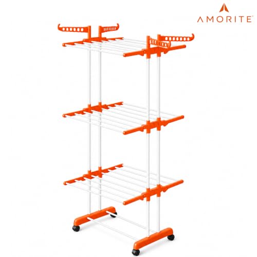 Image of Premium Steel Clothes Drying Stand | 3 Layer Rack with Wheels