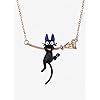 Studio-Ghibli-Kikis-Delivery-Service-Jiji-Hanging-on-Broom-Necklace Babigo Studio Ghibli Kiki's Delivery Service Jiji Hanging on Broom womens Necklace