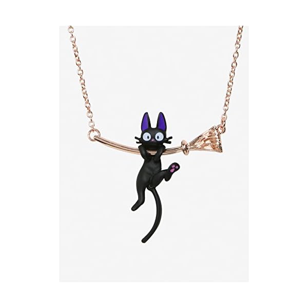 Studio-Ghibli-Kikis-Delivery-Service-Jiji-Hanging-on-Broom-Necklace Babigo Studio Ghibli Kiki's Delivery Service Jiji Hanging on Broom womens Necklace