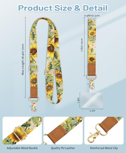 Image of Yonlevres Phone Lanyard Crossbody Strap Wrist Neck Adjustable Women Flower | Cell Phone Lanyard for Travel Cruise Daily, Hands-free, Fit Keys ID Badge, for Full-coverage Phone Case, Accessories, Gifts