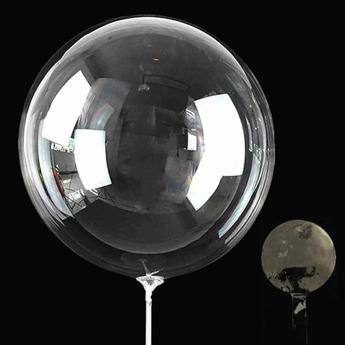 Image of Atpata Funky Clear Transparent Bobo Balloons | Stuffable Bubble Balloons for LED Lights, Confetti, Feathers | DIY Party Decor for Birthday, Anniversary, Festivities (50pcs Pack, 10 INCH)