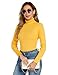 nine bull Women's Turtleneck Sweater Stretch Long Sleeve Knitted Solid Pullover Fall or Winter Fashion, Perfect for Layering or Solo Wear (Yellow, M)