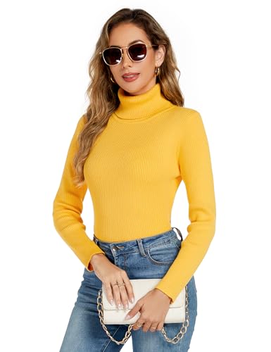 nine bull Womens Solid Basic Stretch Turtleneck Pullover Knit Sweater2