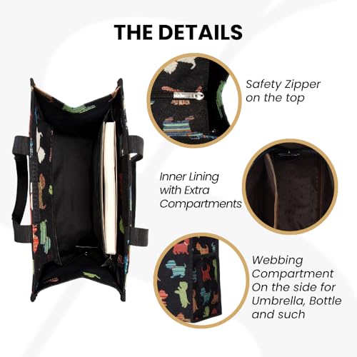 Signare Tapestry Shoulder Bag Shopping Bag for Women with Playful Puppy Design (SHOP-PUPPY)4
