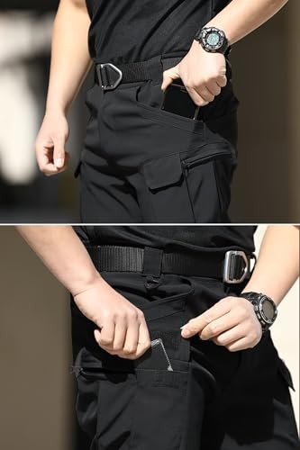 Men's Cargo Work Hiking Tactical Pants,10-Pocket,Water Resistant,Lightweight Ripstop Outdoor Pants4