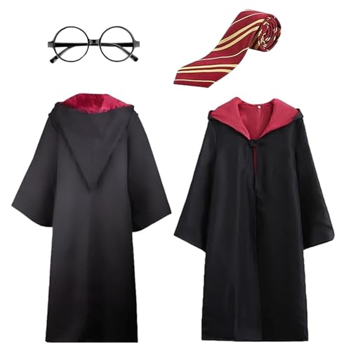 Disfarce de Cosplay Harry, 5 peças D-disfarce de Cosplay de Mágico, uniforme Harry, disfarce de mago Cos-play para crianças, D-disfarce mágico College Cosplay, Robe Wizard Cos-play para Halloween