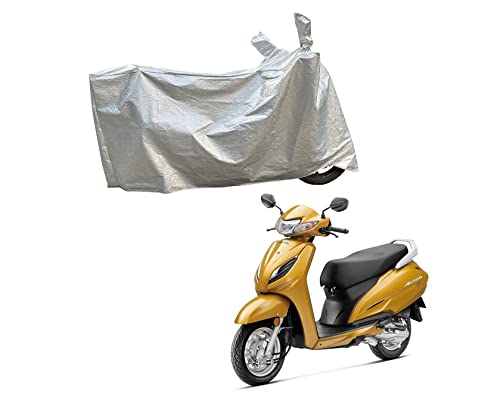 Image of Dust & Waterproof Bike Scooty Body Cover Compatible with Activa 5G Double Mirror Pocket with Over Lock Protection Shine Silver