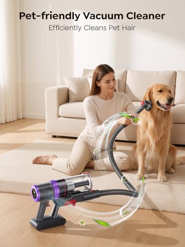 Image of SMOTURE Cordless Vacuum Cleaner, Upgraded 650W 55KPA 70Mins Vacuum Cleaner for Home, Pet Brush&3.3Ft Hose, Self-Stand, Auto Mode,Touchscreen, Anti-tangle Vacuum, Stick Vacuum for Pet Hair /Carpet /Floor